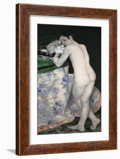 Boy with a Cat, 1868-Pierre-Auguste Renoir-Framed Giclee Print