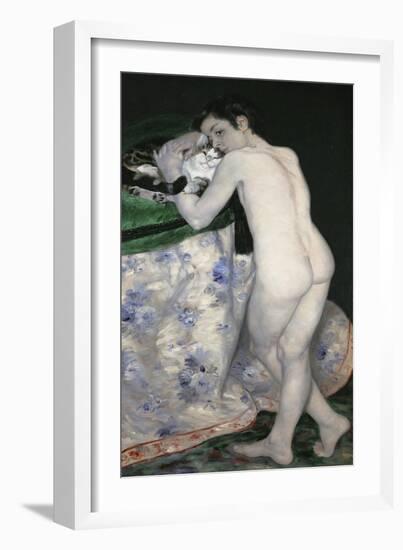 Boy with a Cat, 1868-Pierre-Auguste Renoir-Framed Giclee Print