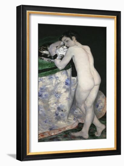 Boy with a Cat, 1868-Pierre-Auguste Renoir-Framed Giclee Print