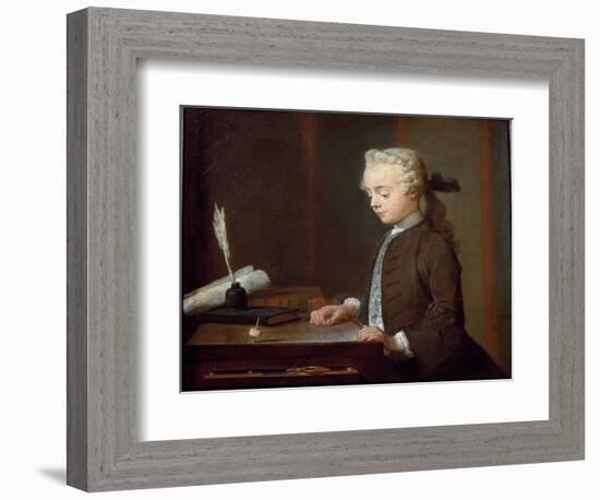 Boy with a Spinning-Top ( or Child with a Teetotum) - Oil on Canvas, 1738-Jean-Baptiste Simeon Chardin-Framed Giclee Print