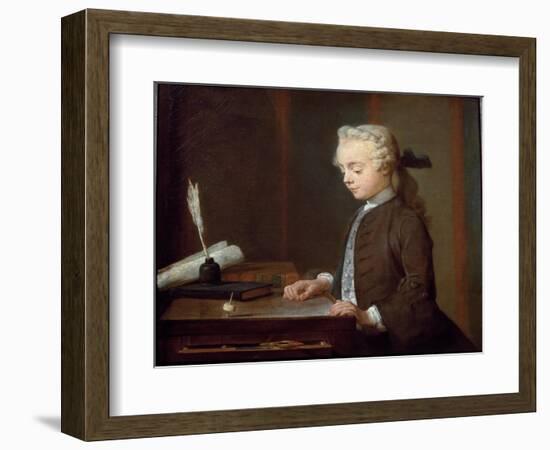 Boy with a Spinning-Top ( or Child with a Teetotum) - Oil on Canvas, 1738-Jean-Baptiste Simeon Chardin-Framed Giclee Print