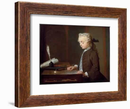 Boy with a Spinning-Top ( or Child with a Teetotum) - Oil on Canvas, 1738-Jean-Baptiste Simeon Chardin-Framed Giclee Print