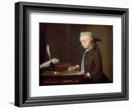 Boy with a Spinning-Top ( or Child with a Teetotum) - Oil on Canvas, 1738-Jean-Baptiste Simeon Chardin-Framed Giclee Print