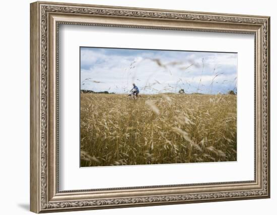 Boy with Bicycle in Grain Field-Ralf Gerard-Framed Photographic Print