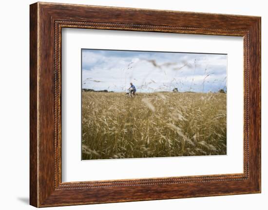 Boy with Bicycle in Grain Field-Ralf Gerard-Framed Photographic Print