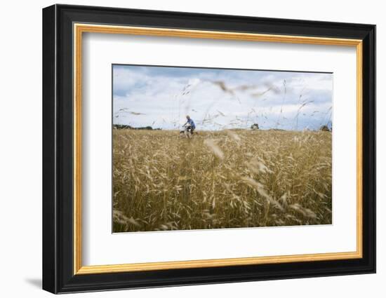 Boy with Bicycle in Grain Field-Ralf Gerard-Framed Photographic Print