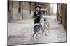 Boy with Bicycle, Smoking a Pipe-null-Mounted Photographic Print