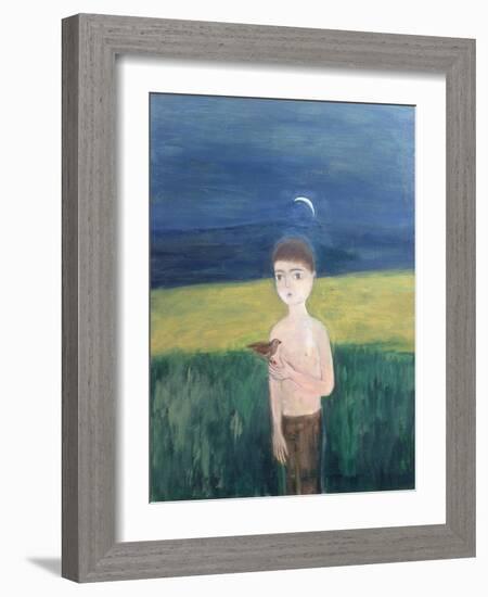 Boy with Bird, 2002-Roya Salari-Framed Giclee Print