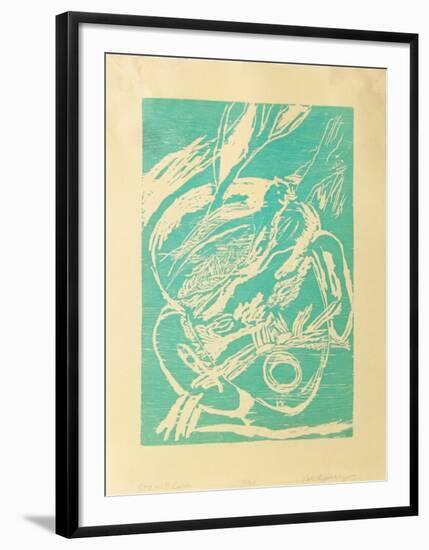 Boy with Bird (turquoise)-Roberto Juarez-Framed Limited Edition