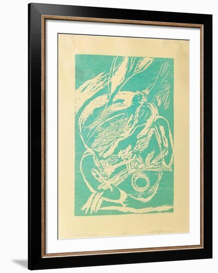 Boy with Bird (turquoise)-Roberto Juarez-Framed Limited Edition