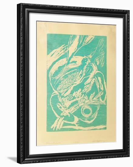 Boy with Bird (turquoise)-Roberto Juarez-Framed Limited Edition