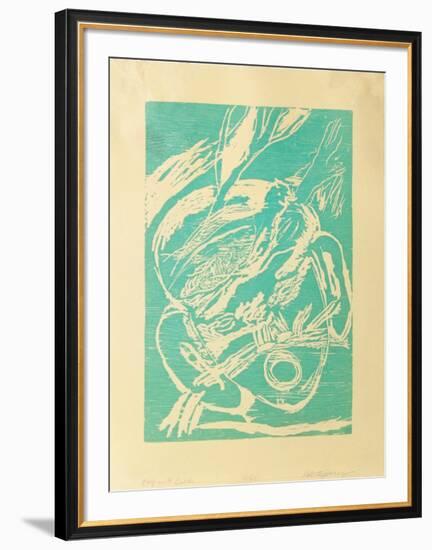 Boy with Bird (turquoise)-Roberto Juarez-Framed Limited Edition