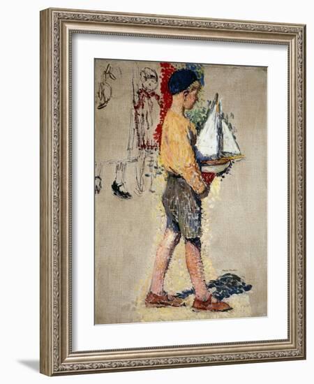 Boy with Boat, Garcon Avec Bateau-Henri Martin-Framed Giclee Print