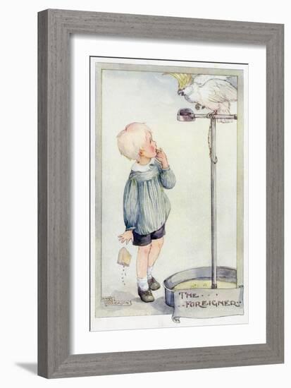 Boy with Cockatoo 20C-Anne Anderson-Framed Art Print