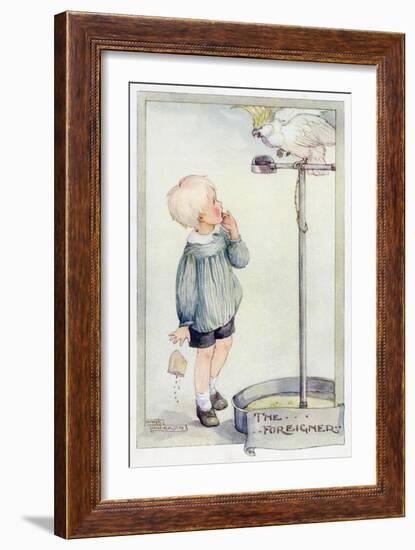 Boy with Cockatoo 20C-Anne Anderson-Framed Art Print