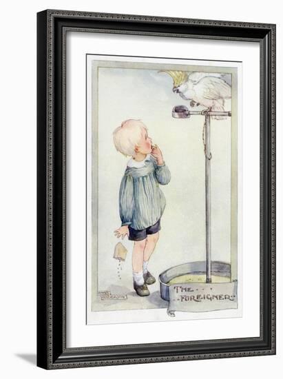 Boy with Cockatoo 20C-Anne Anderson-Framed Art Print