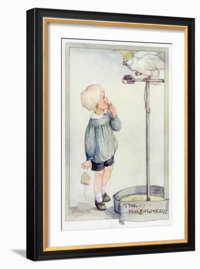Boy with Cockatoo 20C-Anne Anderson-Framed Art Print