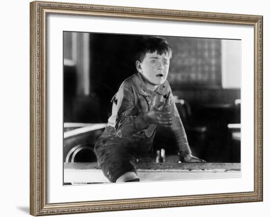 Boy with Dirty Hands Crying-null-Framed Photo