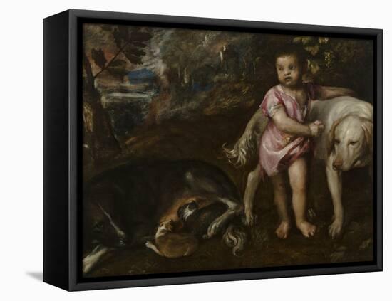 Boy with Dogs in a Landscape, 1565-1576-Titian (Tiziano Vecelli)-Framed Premier Image Canvas