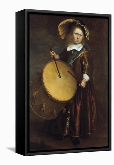 Boy with Drum, 17th Century-Rembrandt van Rijn-Framed Premier Image Canvas