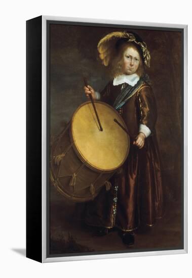 Boy with Drum, 17th Century-Rembrandt van Rijn-Framed Premier Image Canvas