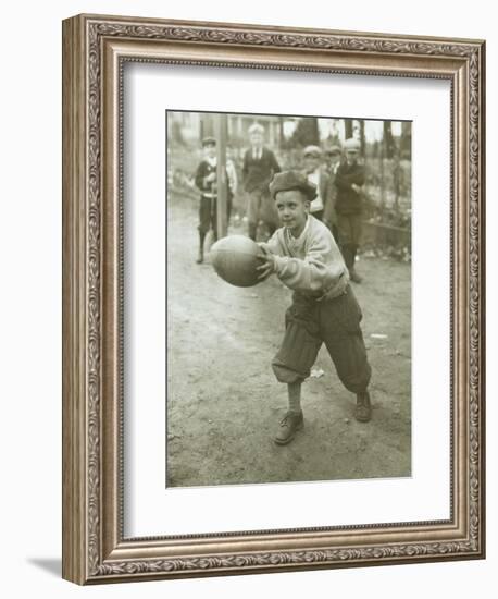 Boy with Football, Early 1900s-Marvin Boland-Framed Giclee Print