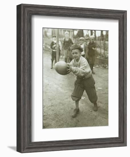 Boy with Football, Early 1900s-Marvin Boland-Framed Giclee Print