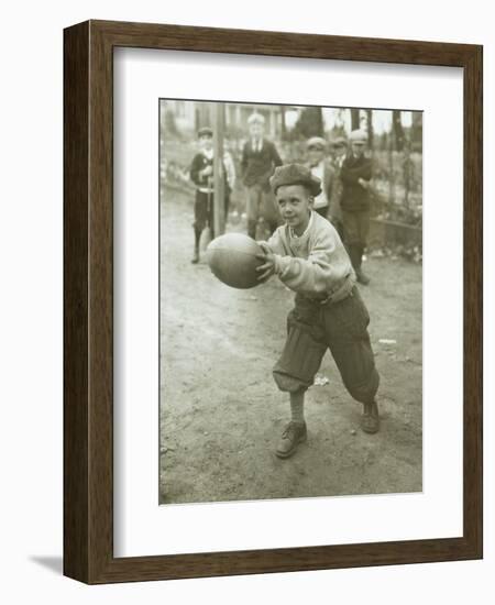 Boy with Football, Early 1900s-Marvin Boland-Framed Giclee Print