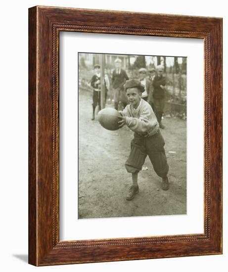 Boy with Football, Early 1900s-Marvin Boland-Framed Giclee Print