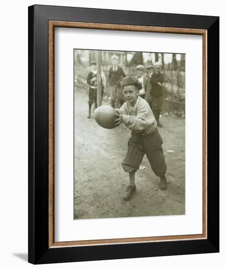 Boy with Football, Early 1900s-Marvin Boland-Framed Giclee Print