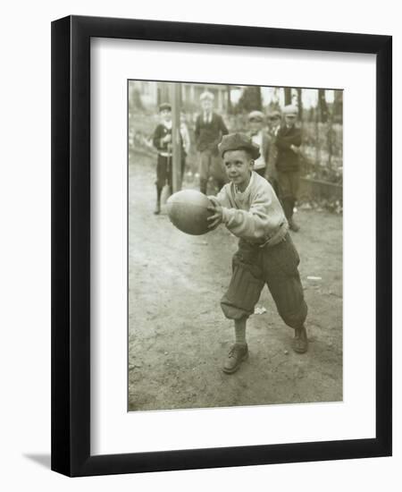 Boy with Football, Early 1900s-Marvin Boland-Framed Giclee Print