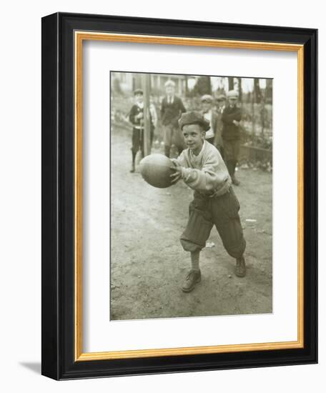 Boy with Football, Early 1900s-Marvin Boland-Framed Giclee Print