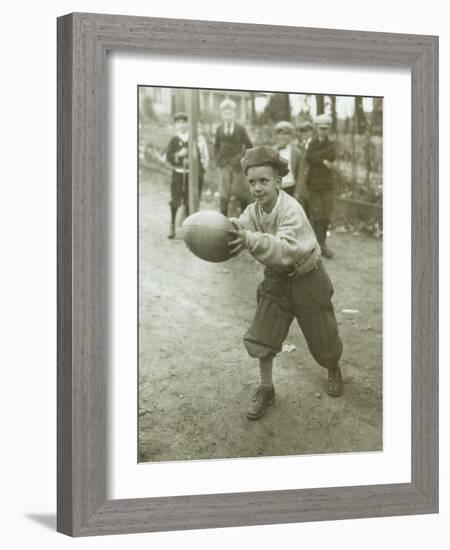 Boy with Football, Early 1900s-Marvin Boland-Framed Giclee Print