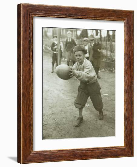 Boy with Football, Early 1900s-Marvin Boland-Framed Giclee Print