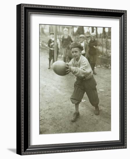 Boy with Football, Early 1900s-Marvin Boland-Framed Giclee Print
