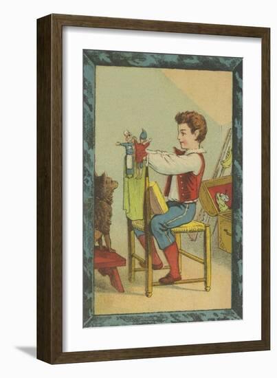 Boy with Hand Puppets-null-Framed Giclee Print