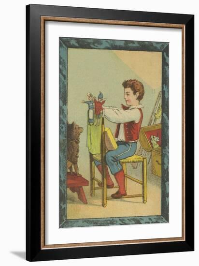 Boy with Hand Puppets-null-Framed Giclee Print