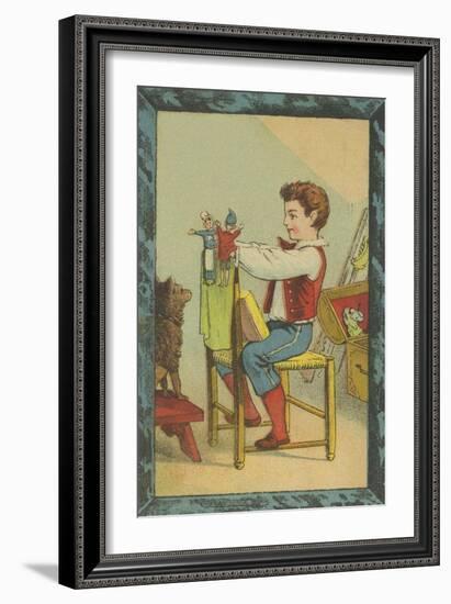 Boy with Hand Puppets-null-Framed Giclee Print