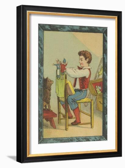 Boy with Hand Puppets-null-Framed Giclee Print