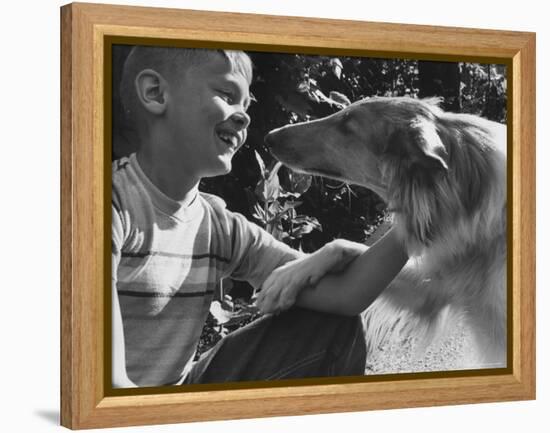 Boy with His Pet Collie-Robert W^ Kelley-Framed Premier Image Canvas