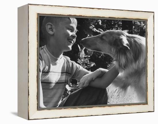 Boy with His Pet Collie-Robert W^ Kelley-Framed Premier Image Canvas