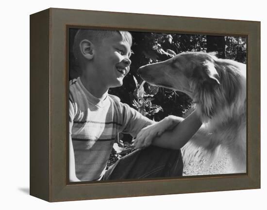 Boy with His Pet Collie-Robert W^ Kelley-Framed Premier Image Canvas