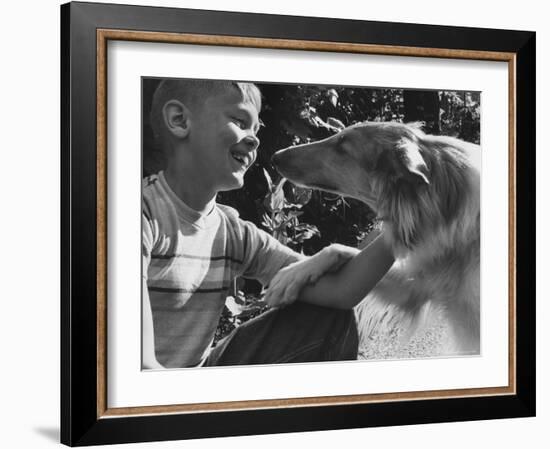 Boy with His Pet Collie-Robert W^ Kelley-Framed Photographic Print