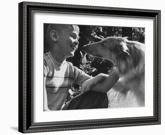 Boy with His Pet Collie-Robert W^ Kelley-Framed Photographic Print