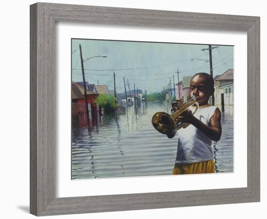 Boy With Horn, 2010 (oil on board)-Colin Bootman-Framed Giclee Print