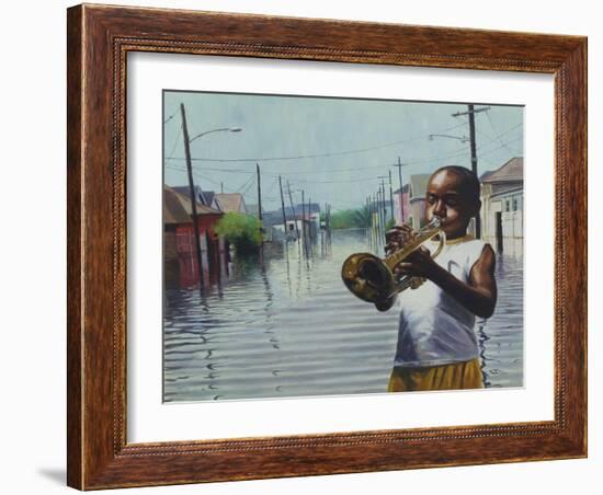 Boy With Horn, 2010 (oil on board)-Colin Bootman-Framed Giclee Print