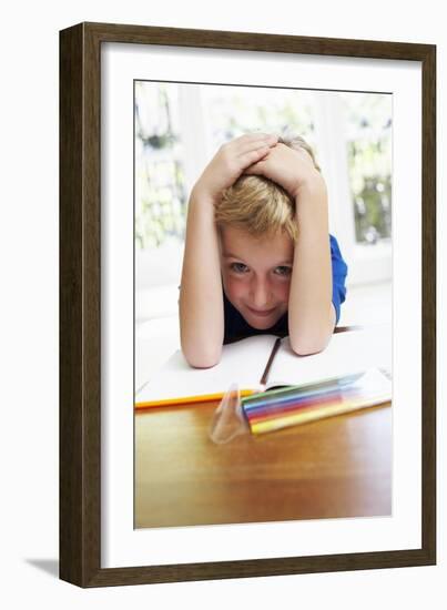 Boy with Pens And Exercise Book-Ian Boddy-Framed Photographic Print