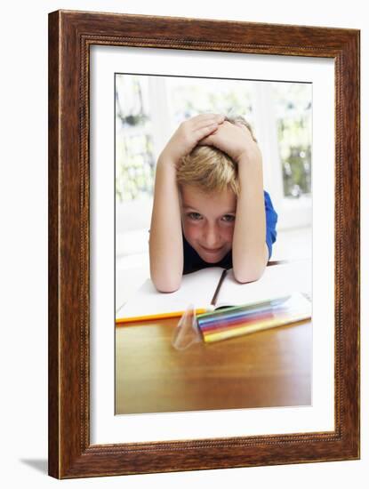 Boy with Pens And Exercise Book-Ian Boddy-Framed Photographic Print