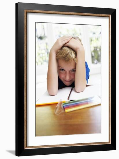 Boy with Pens And Exercise Book-Ian Boddy-Framed Photographic Print
