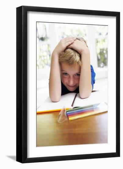 Boy with Pens And Exercise Book-Ian Boddy-Framed Photographic Print